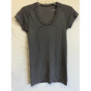 lululemon athletica Black and White Striped Short-Sleeve Long Tee